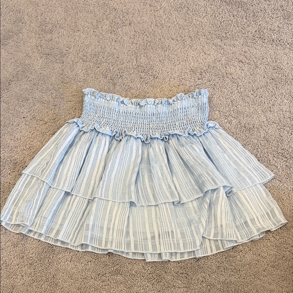 Katie J NYC Light Blue Tiered Smocked Waist Skirt